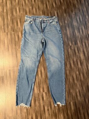 American Eagle Outfitters Light Blue High-Rise Frayed Hem Jeans